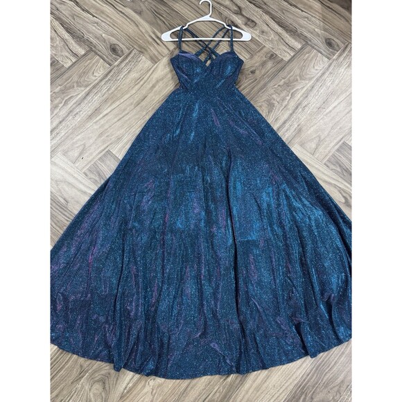 City Vibe Dresses & Skirts - City Vibe Juniors' 3 Strappy Sleeve Glitter Ball Gown crossback shimmering